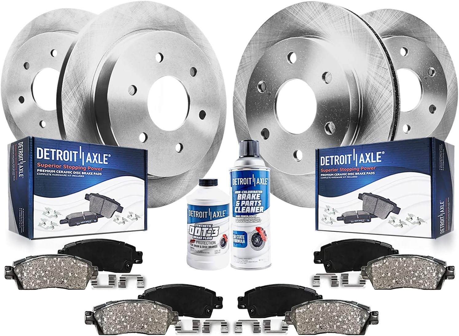 Detroit Axle - Brake Kit for 2005-2006 Infiniti QX56 Nissan Armada, 2005-2007 Titan, 12.60'' inch Front and Rear Disc Brake Rotors Ceramic Brake Pads Replacement