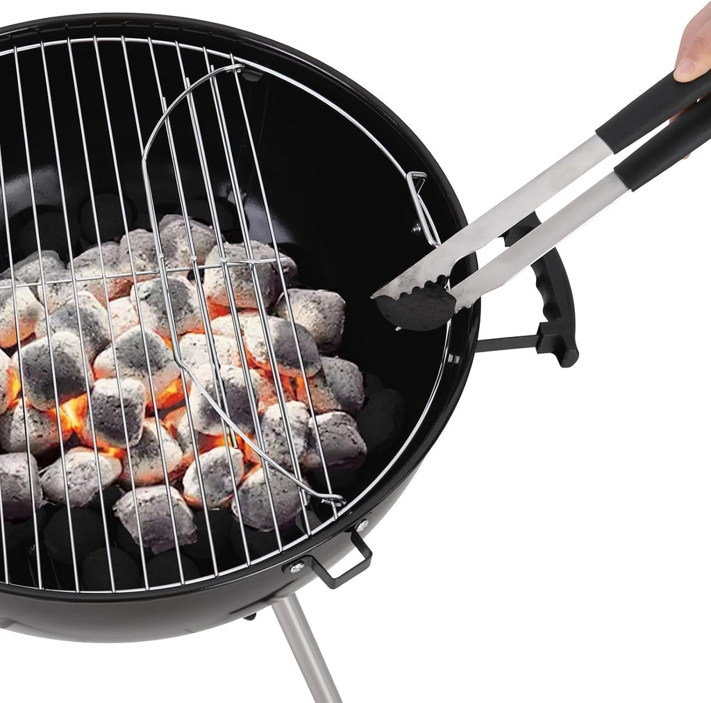 GREEN PARTY 22 inch Kettle Charcoal BBQ Grill with Wheels, Portable Charcoal Grill with Porcelain-Enameled Lid & Ash Catcher for Outdoor Cooking Barbecue Camping Picnics Tailgating, Black