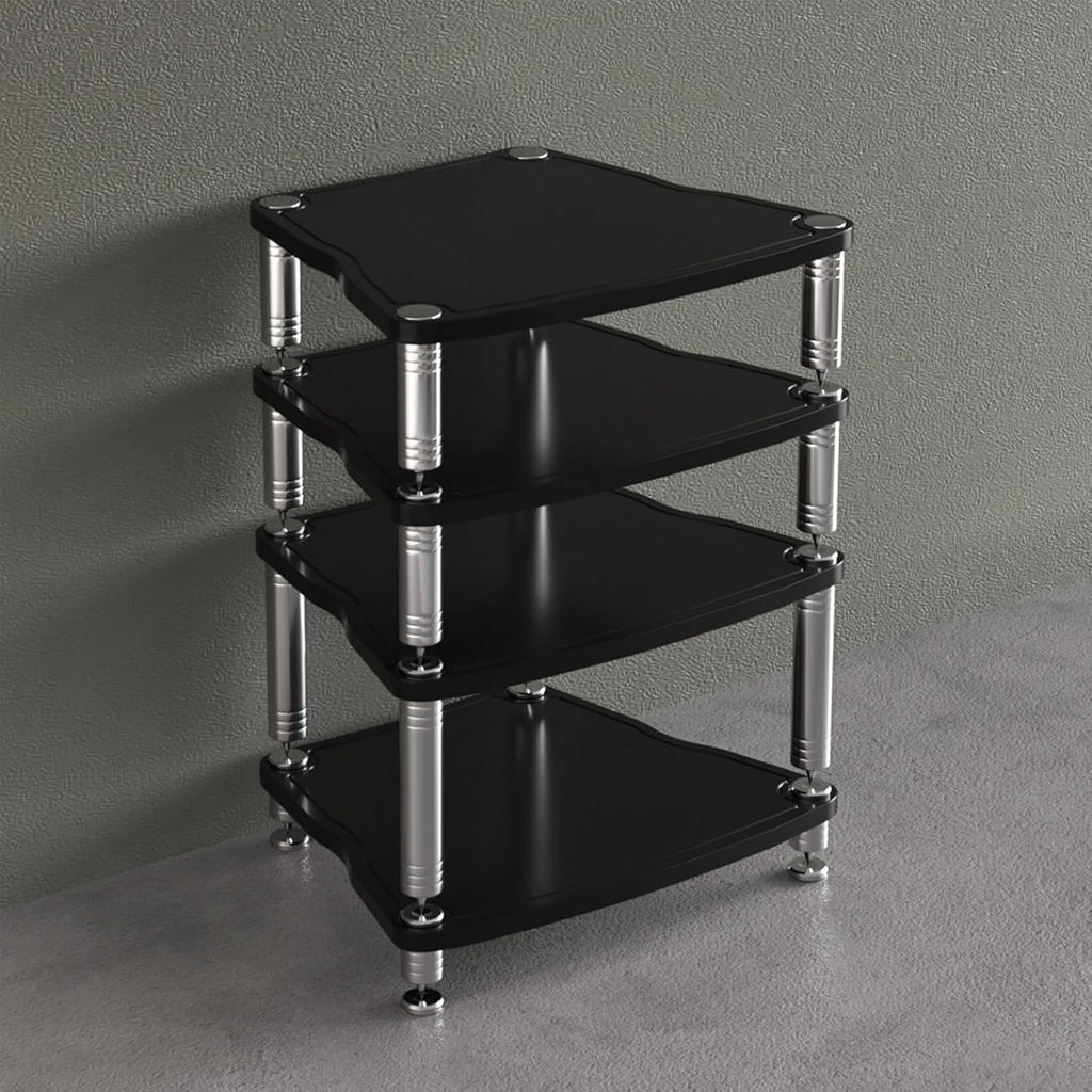 Modern AV Cabinet Audio Rack, Media Storage Stand for TV & Stereo, Stylish Black Audio Tower - 65x55x82cm, Perfect for Home Theater & Entertainment Systems