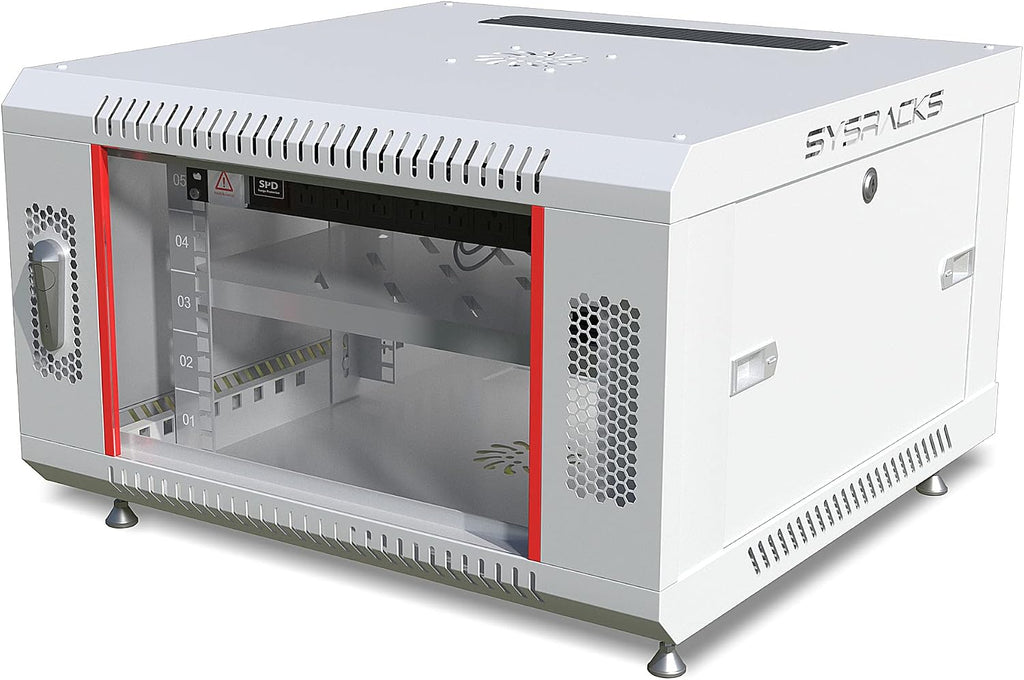 6U Wall Mount Server Rack Cabinet, 19' Locking Network Rack, 24' Deep, Glass Door, with Fan, PDU and Shelf