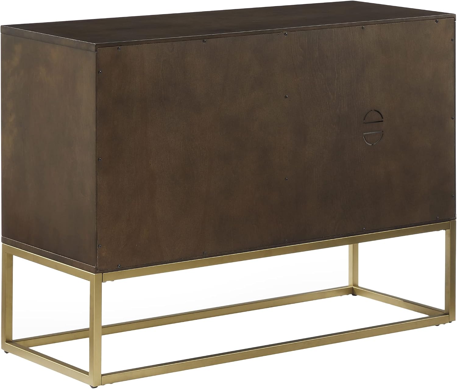 Crosley Furniture Byron Media Console and Record Player Stand with Storage for Vinyl Records, Dark Brown/Gold