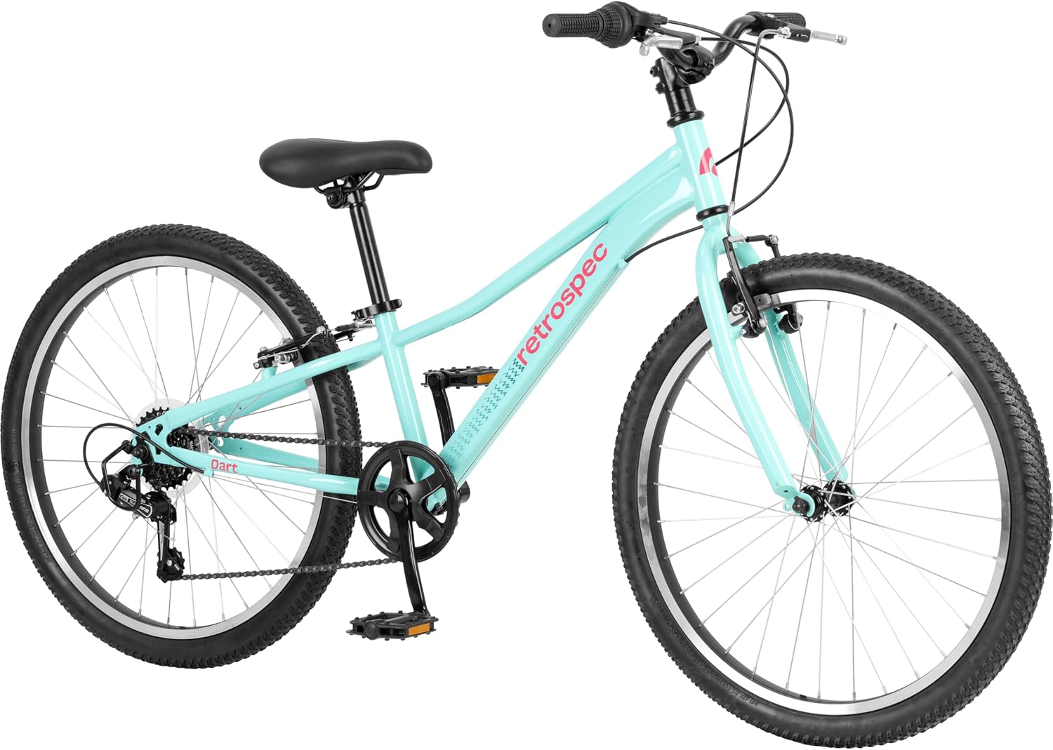 Retrospec Dart Kids Bike - 7-Speed Hybrid Bicycle for Ages 6-11 with 29in All-Season Tires & Shock Absorption - Adjustable Height Youth Bike with V-Brakes & Smooth Gear Shifting