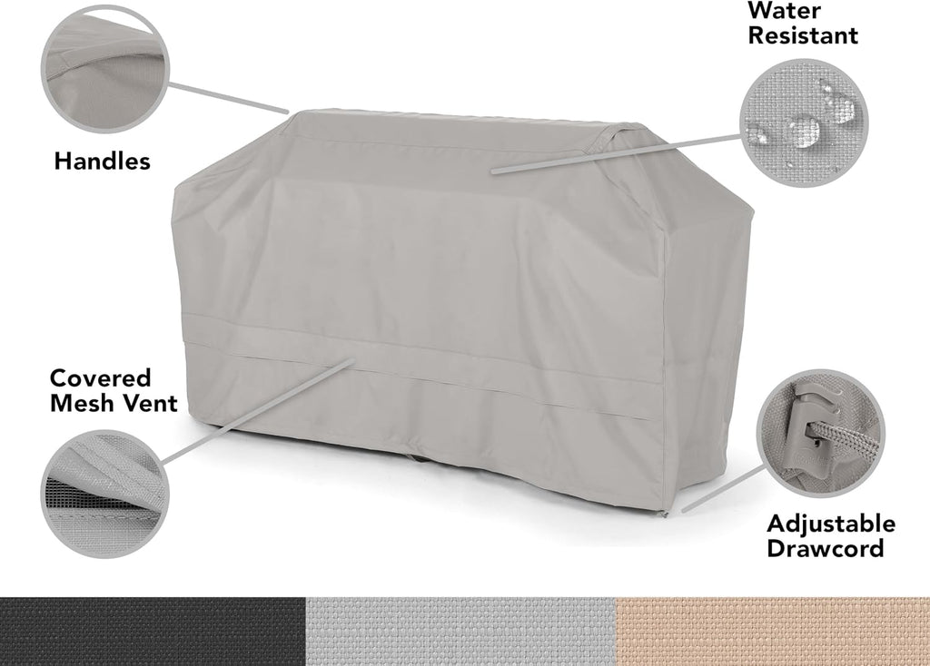 Covermates Island Grill Cover - Rip-Resistant Water-Resistant All-Weather Outdoor BBQ Cover with Mesh Vents, Heavy-Duty 600D Polyester Protection for Large Island Grills, 74 Inch, Ripstop Grey