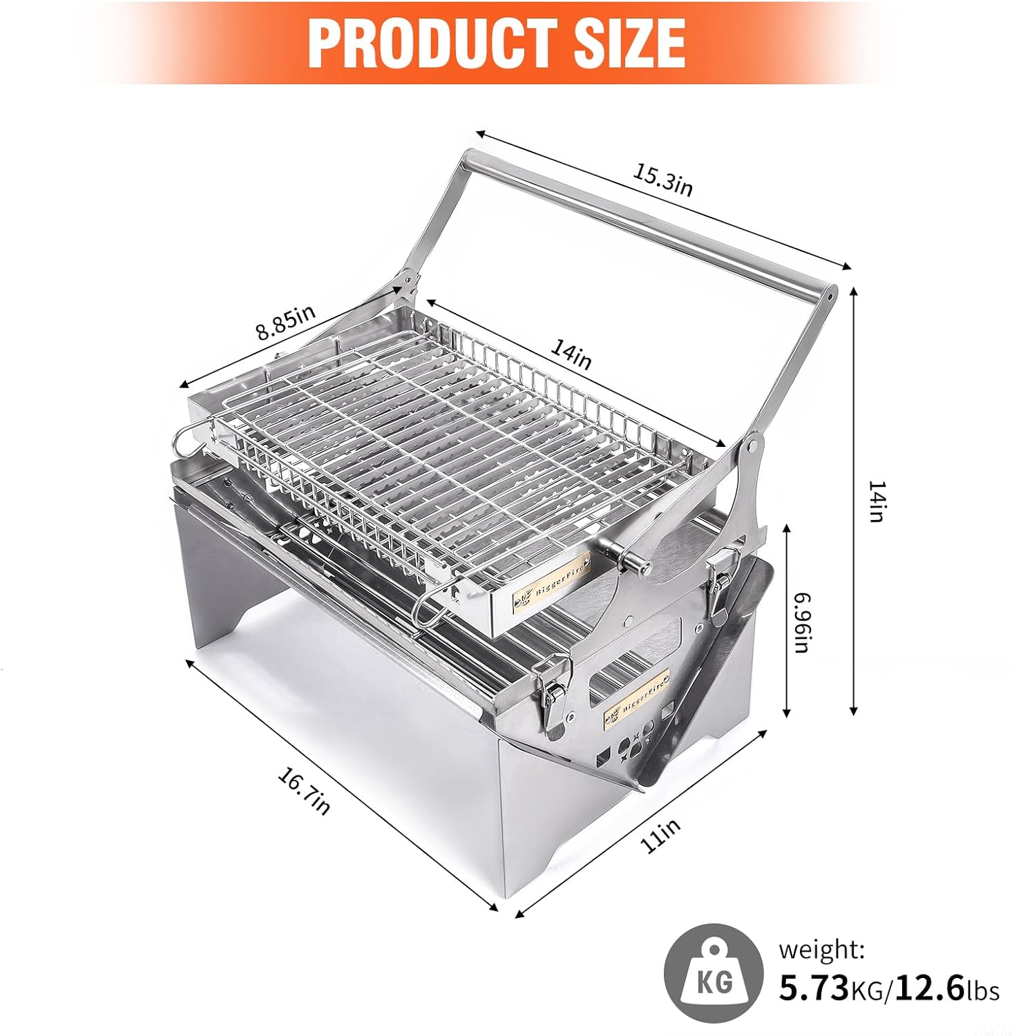 360° Rotating Barbecue Grill, Stainless Steel Flipping Barbecue Grills, Portable Camping Charcoal BBQ Grill Outdoor, Detachable Portable Charcoal Barbecue Grill for Picnic Yard Party