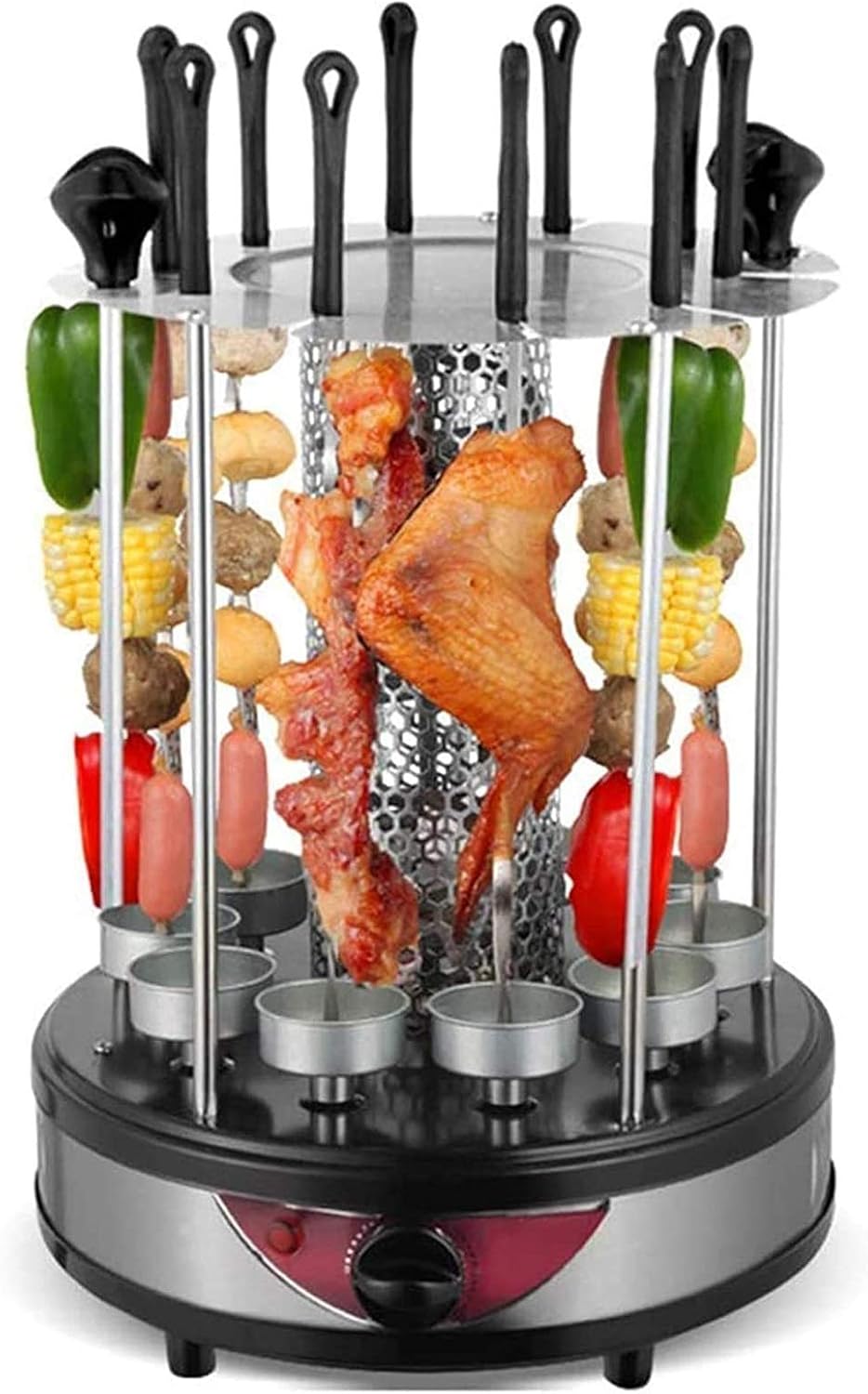 Barbecue Grill Automatically Vertical Rotating Barbecue Smoke-Free for Barbecue with rotisserie Electric for Kebab, skewers and Roast for Home Parties
