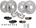 Detroit Axle - Front & Rear Disc Rotors Ceramic Brake Pads + Front Brake Calipers Replacement for 2003-2011 Honda Element - 10pc Set