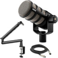 Rode PodMic Cardioid Dynamic Broadcast Microphone with Lowpro Microphone Boom Arm and XLR Cable