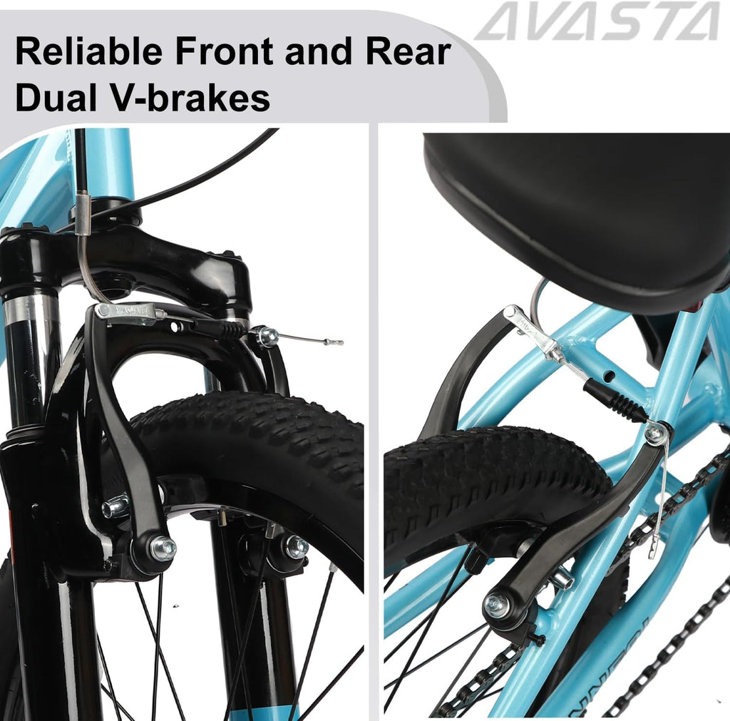 AVASTA Govet 20'' Kids Mountain Bike for 6-12 Years Old Boys Girls with Suspension Fork, 6 Speeds Drivetrain, Multiple Colors