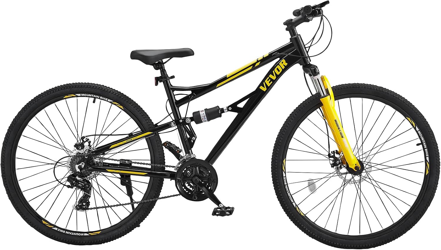 VEVOR Mountain Bike for Men/Women, 20'/26'/29' Sizes, 7/21/24 Speed Twist Shifting, Front or Dual Suspension, Dual Disc Brakes, Comfort Saddle, Sleek Colors