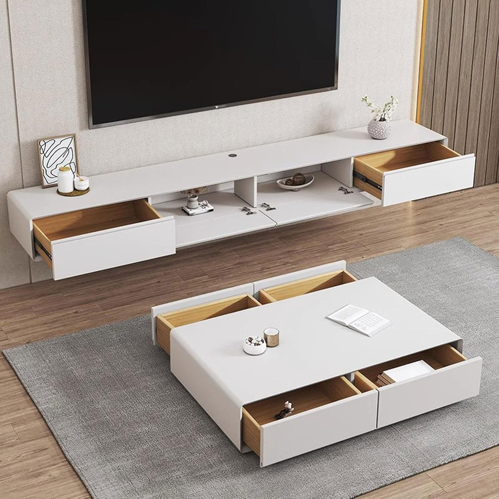 Wall Mounted TV Cabinet Floating Shelf Wall Shelf Home Entertainment Center TV Stands Media Storage Shelf TV Stands Audio-Visual Equipment Shelves with Drawer TV Background Wall Decoration Shelf