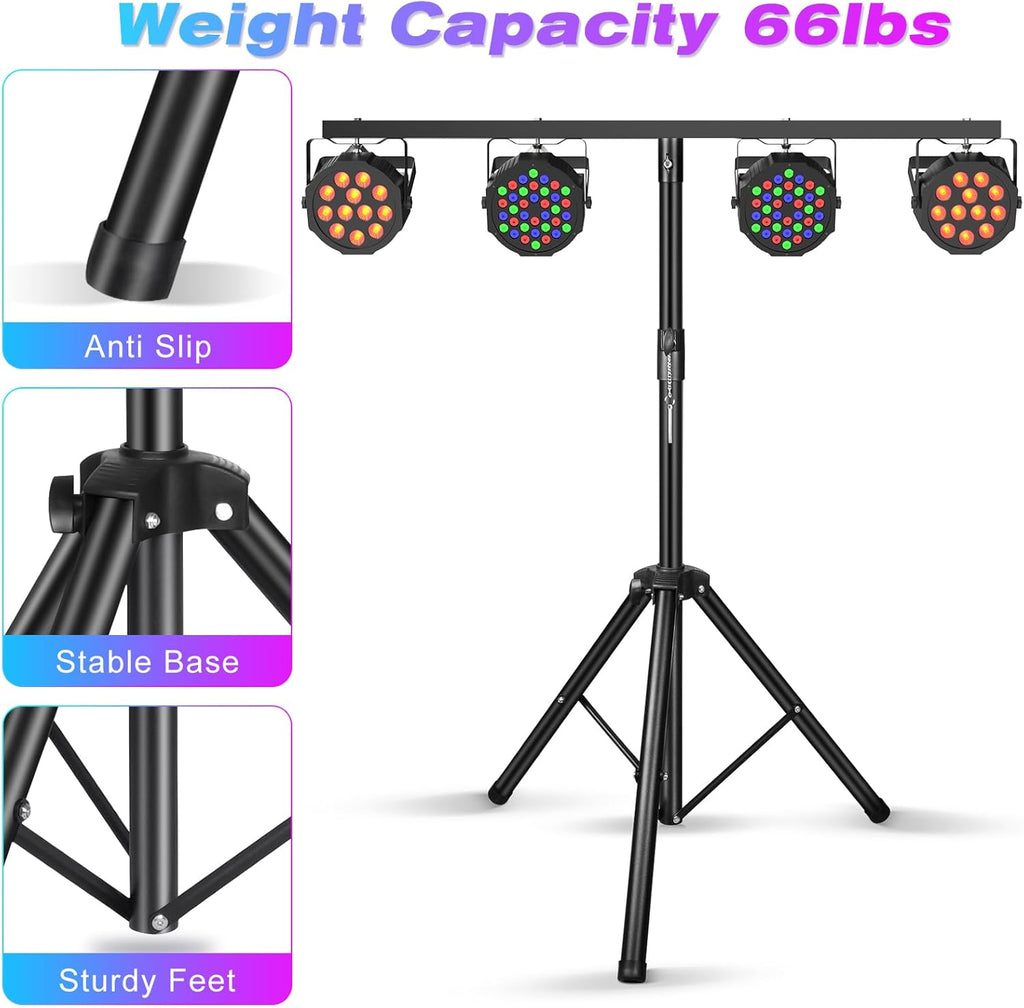 U`King Products Dj Light Stand, Light Stand Tripod, Pro Audio DJ Lighting Tripod, Affordable Metal Stand with Crossbar, T-Bar Lighting Stand (39-70 inch)-4Stand