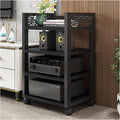 Modern AV Media Stand - Open Stereo Rack Storage Cabinet, Corner Shelf, Audio-Video Shelving Unit for Recording Room, Office, Home Theater (Black, 34.6 in)