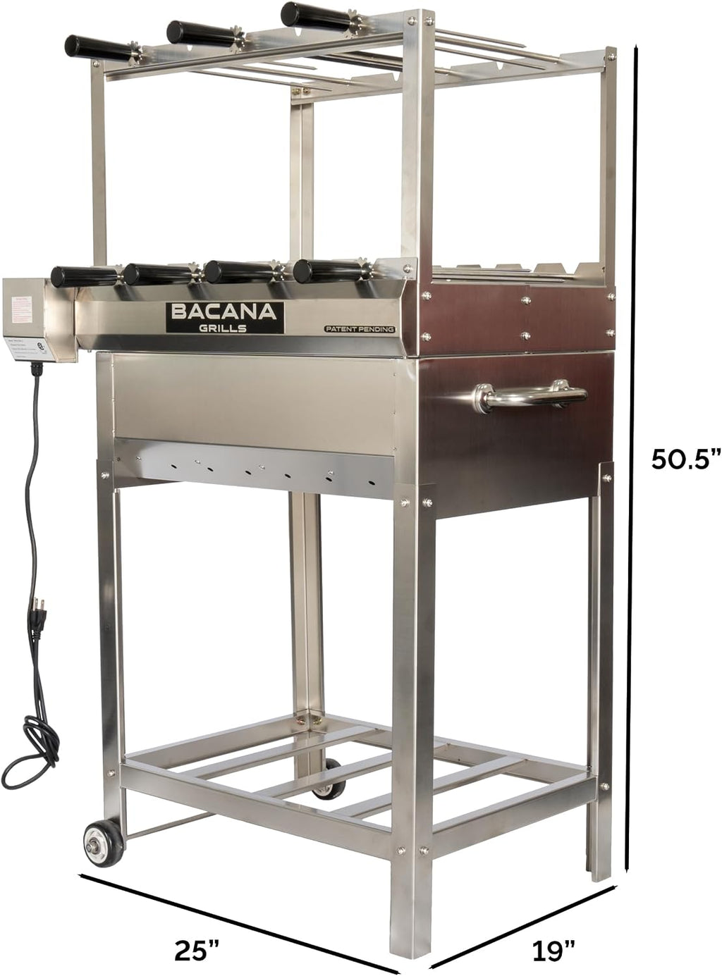 All-in-One Brazilian BBQ Grill Rotisserie - 7 skewers - Churrasco - Stainless Steel - Portable Wood Fire & Charcoal Gaucho Churrasqueira Chicken Grill
