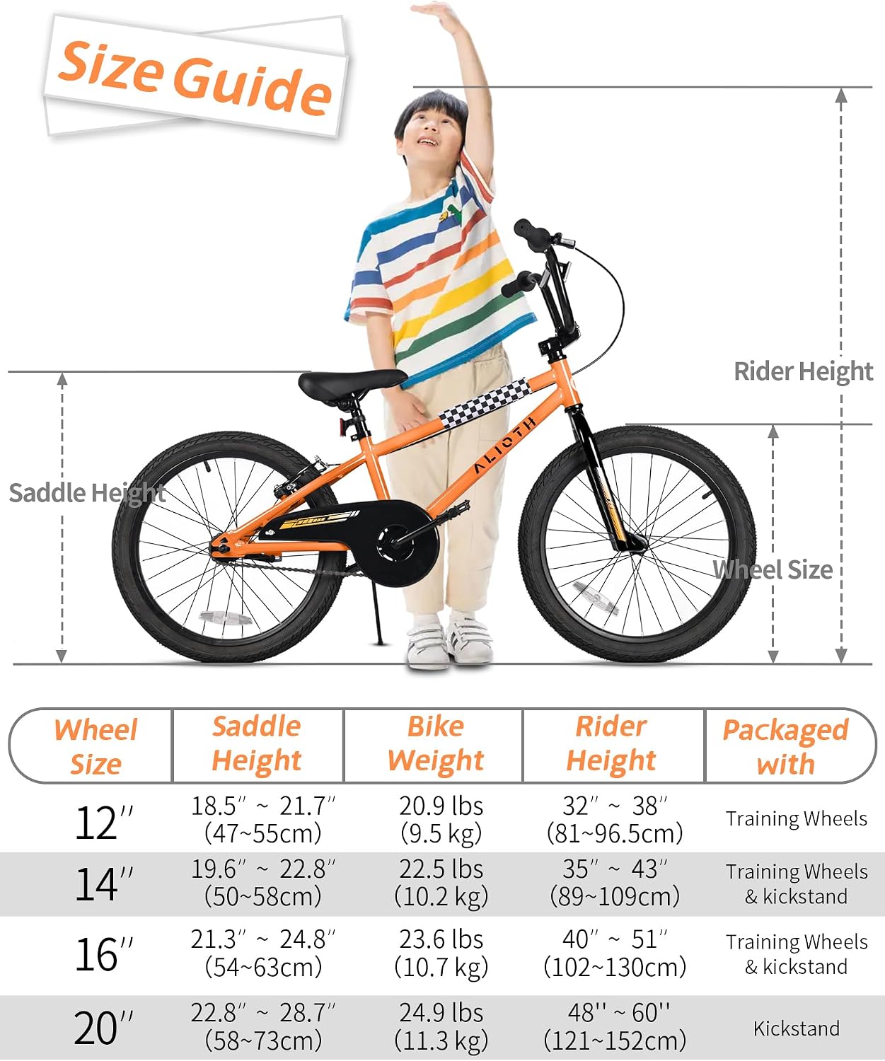 vollsch BMX Style 12 14 16 Inch Kids Bike Training Wheels 20'' Bicycle with Kickstand for 2-14 Years Old Toddlers Boys Girls Coaster Brake Multiple Colors