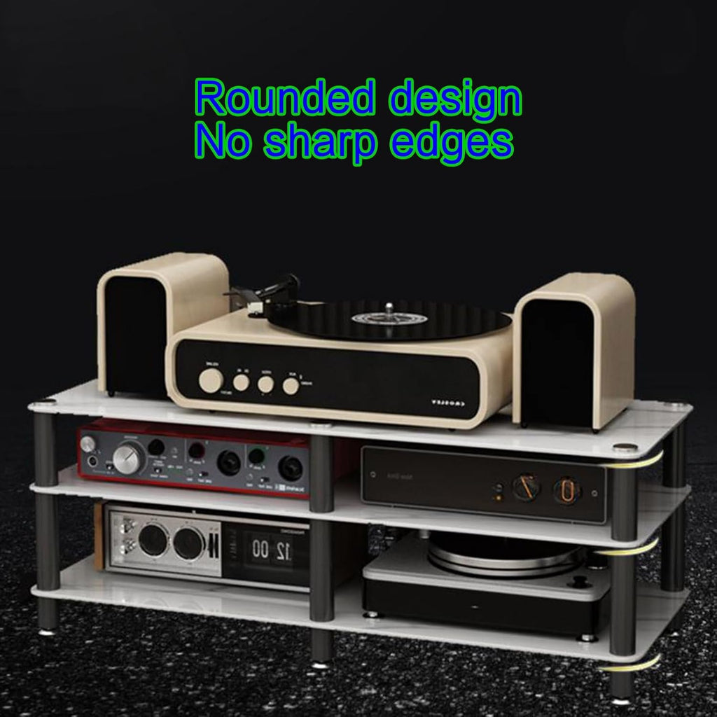 4-Media Stand White Entertainment Center Stylish Stereo Rack for Tv & Audio Equipment Spacious Storage Cabinet 120X45X73.5 Cm Perfect for Home Theater-Black-120x45x73.5cm
