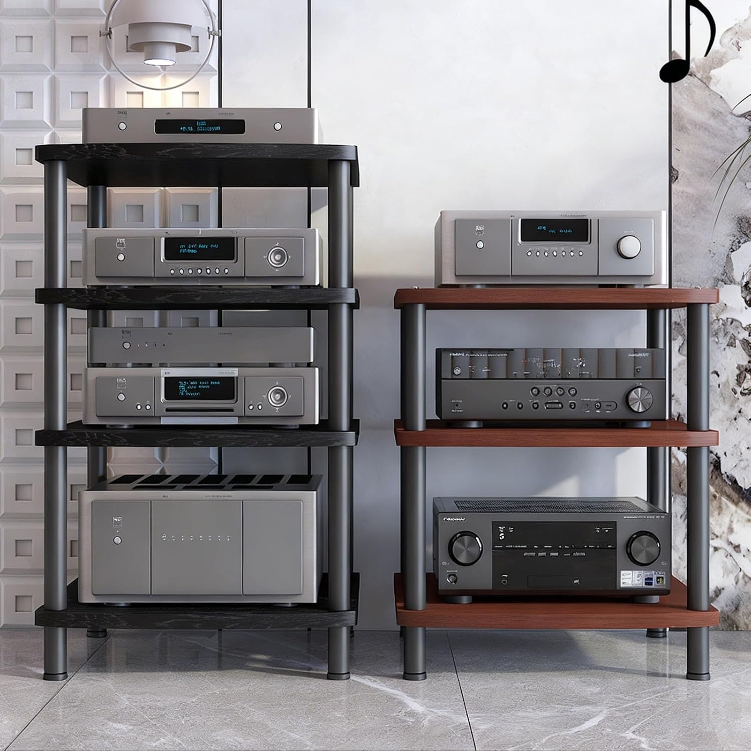 2/3/4 Tier Audio & Video Component Shelves Professional Studio & Home Theater Equipment Cabinet Stereo Rack AV Media Stand Audio Rack Tower CD Record Player(Black,2 Tier)