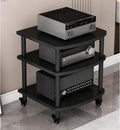 3-Tier Audio-Video Media Stand with Wheels, Home Stereo Entertainment Equipment Storage Cabinet for Meeting, Living, Recording Room(Black)