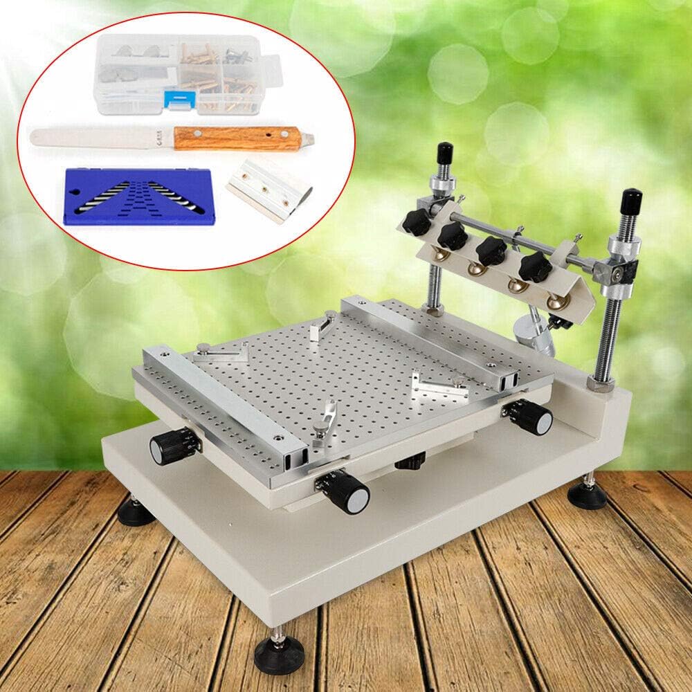 3040 Solder Paste Printer, PCB Stencil Printer, Manual Control Screen Printing Table with 4 Knobs and A Pressure Plate, Adjustable Height and High Repetition Accuracy