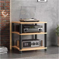 Heavy Duty 4Tier Wooden & Metal Stereo Stand for Small Spaces Living Room Bedroom Home Av Component Media Cabinet Audio Equipment Rack for TV Amplifier DVD Player Modern Storage Solution B
