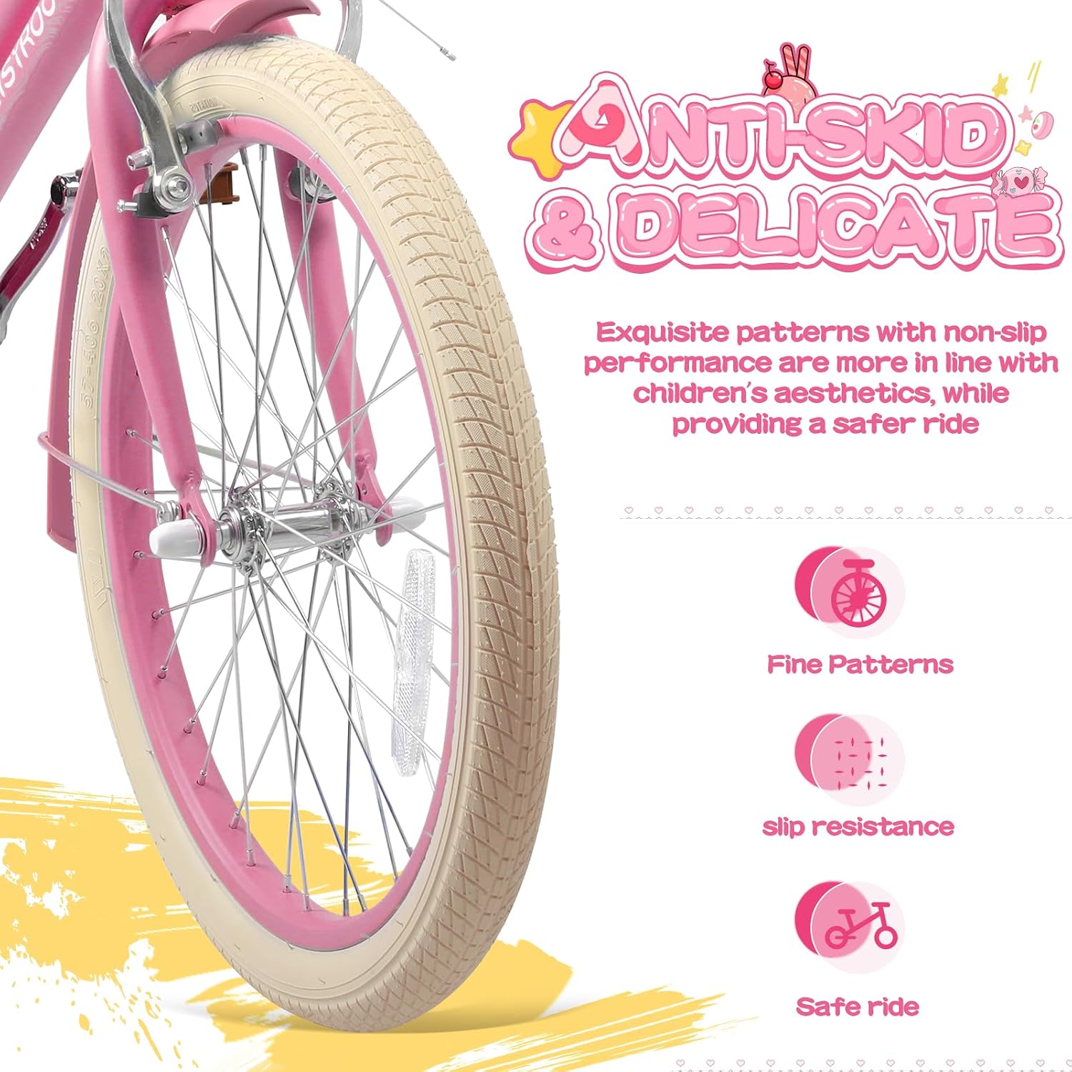 20 Inch Girls Bike, Single Speed Kids' Bicycles with Basket and Kickstand, Kids Beach Cruiser Bike for Girls, Adjustable Seat, Multiple Colors