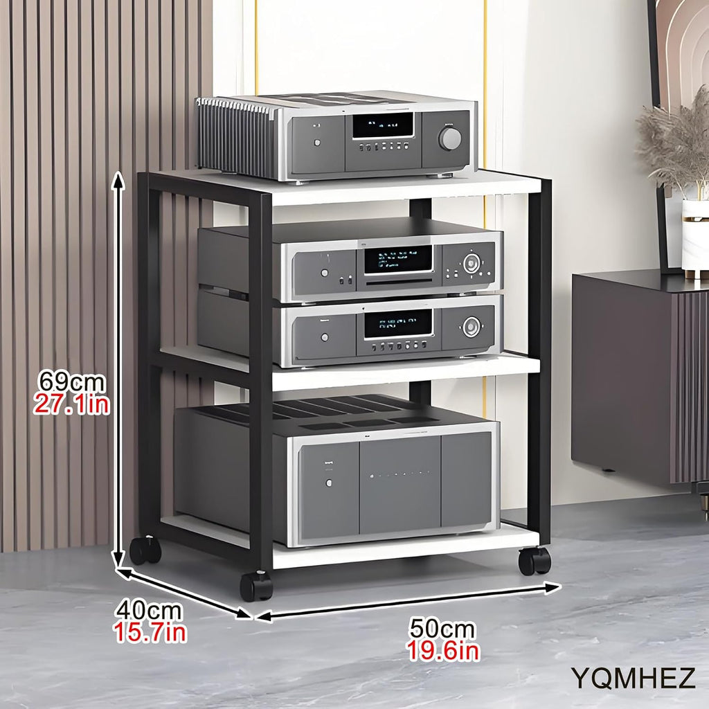 5-Tier AV Media Stand, Multi-Layer Audio Rack, Floor-Standing Stereo Cabinet, Corner Entertainment Center, White Audio Tower for Home Theater, 19.6' x 15.4' x 27.1'