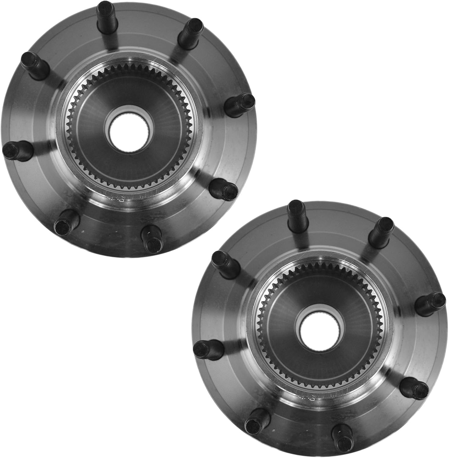 TRQ Front Driver and Passenger Side Wheel Bearing and Hub Assembly Set 2 Piece Compatible with 2000-2001 Ford F-250 Super Duty 4 Wheel Drive 2 Wheel ABS Brakes Single Rear Wheels SRW
