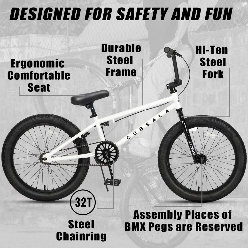 cubsala Freestyle BMX Bike, 18 20 Inch Kids Bicycle for 5-13 Years Old Kids and Beginner Level Rider, Multiple Colors
