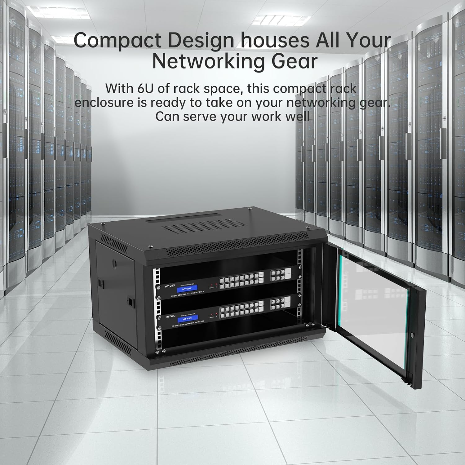 MT-VIKI 6U Wall Mount Server Cabinet Network Rack Vented Enclosure, 0.8mm Thick, 17.7'' Deep (450mm), for 19'' IT Equipment, Included 1pcs 10'' Depth Rack Shelf