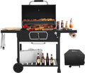 Royal Gourmet CD2030AC Deluxe 30-Inch Charcoal Grill with Cover, Large BBQ Grill with Collapsible Side Tables for Outdoor Picnic Camping Patio Backyard Cooking, Black