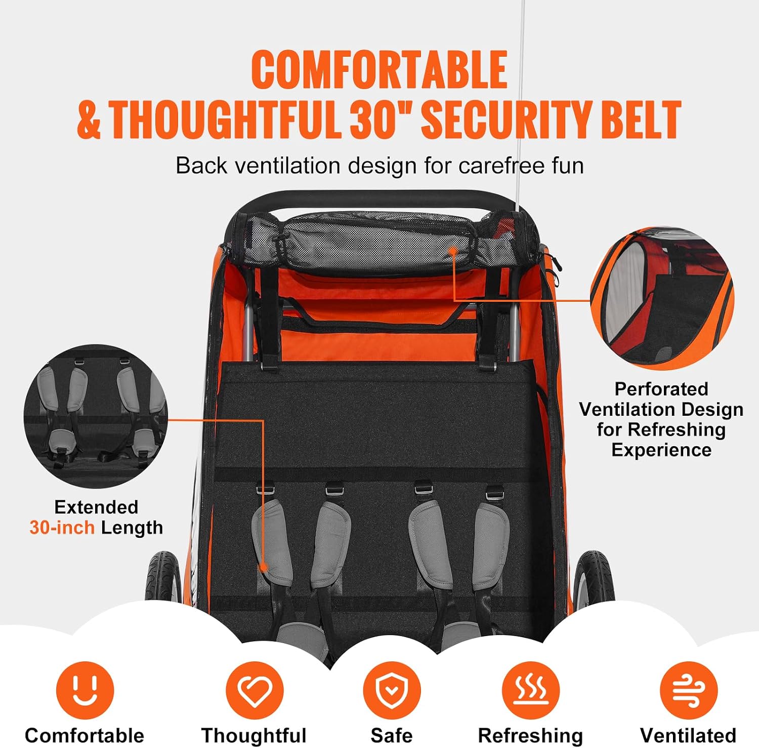 VEVOR Bike Trailer for Toddlers Kids, Single & Double Seat Options, 2-in-1 Canopy Carrier with Strong Frame Converts to Stroller, Tow Behind Foldable Child Bicycle Trailer with Universal Coupler
