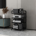 3/4/5-tier av media stand,stereo cabinet,audio rack,audio-video shelving,stereo stand,audio stand,av cabinet,stereo stands for living room,audio rack cabinet,stereo rack,audio cabinet,media rack(Black