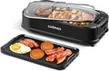 CUSIMAX Indoor Grill, Electric Smokeless Grill, 1500W Korean BBQ Grill, Electric Griddle with LED Smart Display & Tempered Glass Lid, Non-stick Removable Plate & Griddle Plate, Black