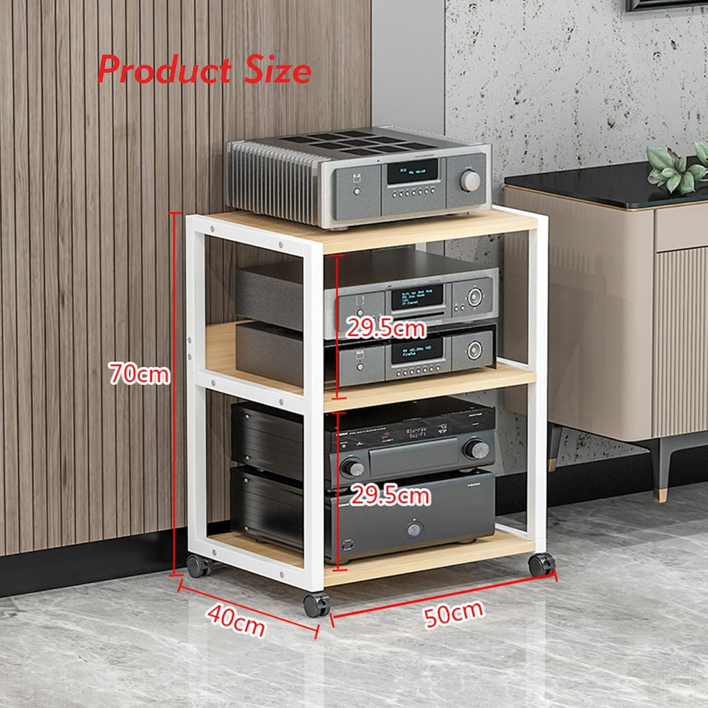 AV Media Stand,3-Tier Movable Media Stand Audio/Video Rack,Audio and Video Equipment Storage Rack,Suitable for Offices,Living Rooms,and Study Rooms (Color : Style 1)