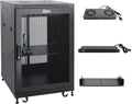 Tecmojo Fully Assembled 18U Network Cabinet AV Rack Enclosure with Casters/Locking Doors with Dual Fan, PDU and Cantilever Shelf (31.5inch DEEP Mesh Door)