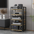 3/4/5/6-Tier Audio Stereo Rack Media Stand AV Component Cabinet with Height Adjustable Wooden Shelf, Power Amplifier Equipment Storage Open Cabinet for Home/Office/Theater (Color : A, Size : 5 Tier