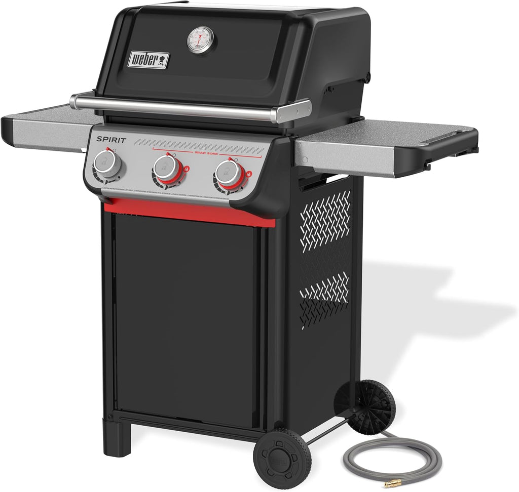 Weber Spirit E-325 Natural Gas Grill for Outdoor Cooking and BBQ, 3 Boost Burners, Black – Porcelain-Enameled Cast-Iron Grates, Sear Zone
