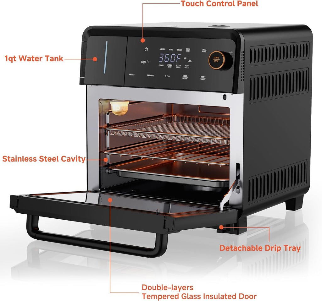 OUNIN Air Fryer Toaster Oven Combo – 11-in-1 Countertop Convection Steam Oven with Air Fryer, Steam, Dual Cook, Bake, Roast, Dehydrate, 90–430°F, Self-Cleaning, 16qt Capacity