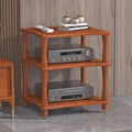 HOFSSI 3 -Tier AV Component Media Stand Audio/Video Component Cabinet Open Multi-Function Storage Shelves with Wooden Shelf for TV, Stereo Equipments, Gaming Consoles, Streaming Devices(C)