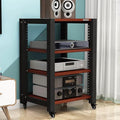 Stereo Cabinet, TV Equipment Rolling Stand Portable, AV Media Stand Floor Standing Audio Rack, Office/Bedroom/Living Room Media Storage Cabinet(Walnut Color,23.6x33.4)