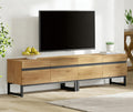 WAMPAT Modern TV Stand for 50-75 Inch TVs, Wood Entertainment Center with Metal Base Storage Cabinets, Media TV Console for Living Room, Oak, 2Pcs