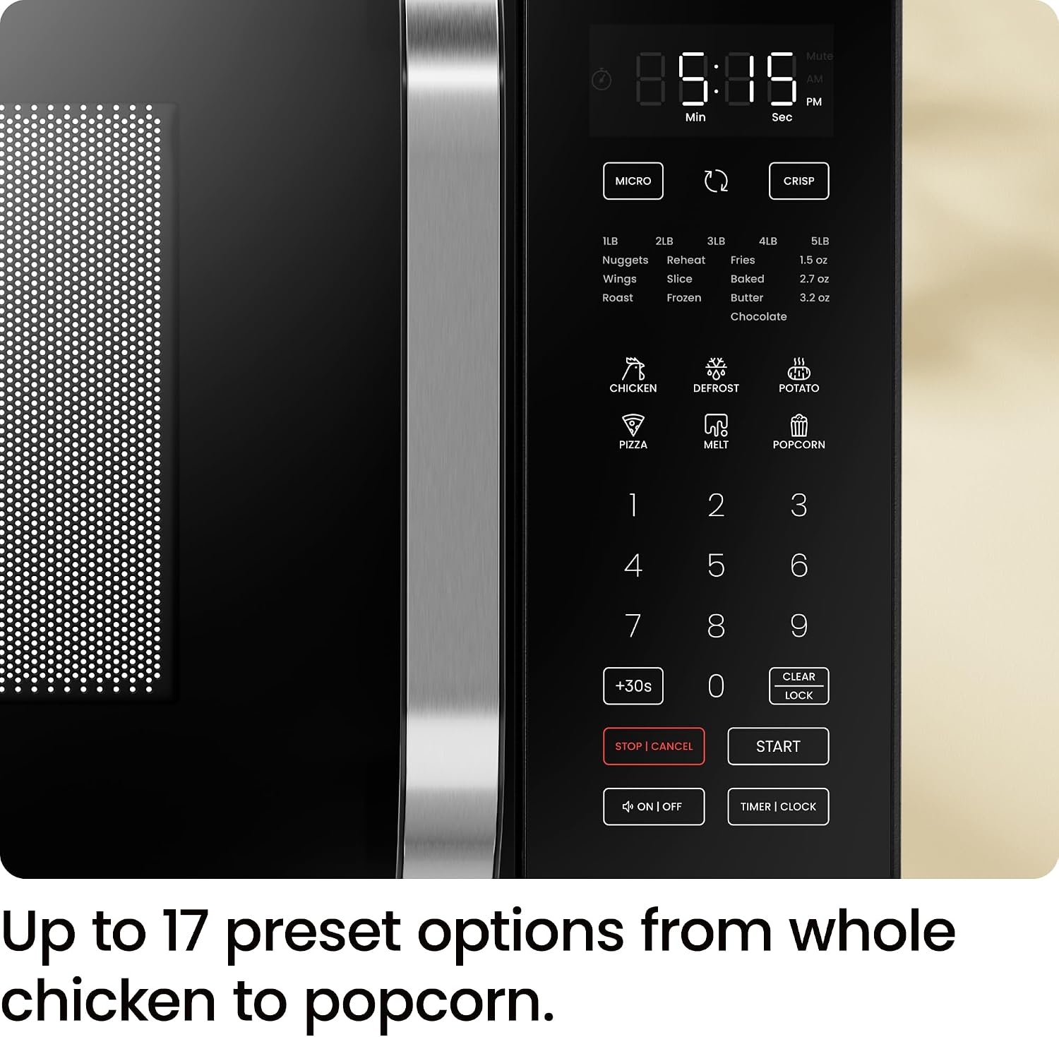 Chefman MicroCrisp Countertop Microwave Oven and Convection Oven, with Integrated Crisper, Guided Touchscreen Interface, 10 Power Levels, Mute Function, and Eco Mode, 1800W and 0.8 Cu. Ft. - Black