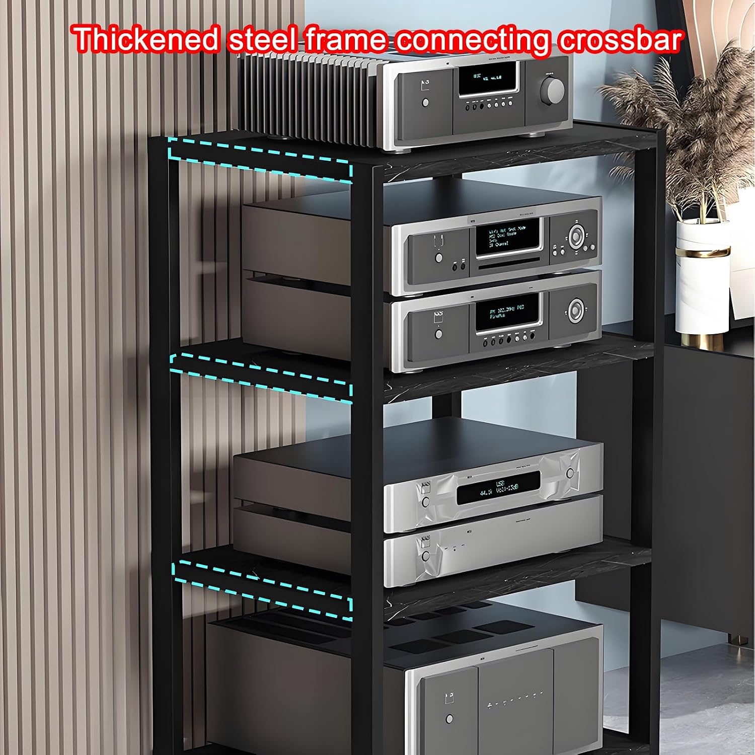 5-Tier AV Media Stand, Multi-Layer Audio Rack, Floor-Standing Stereo Cabinet, Corner Entertainment Center, White Audio Tower for Home Theater, 19.6' x 15.4' x 27.1'