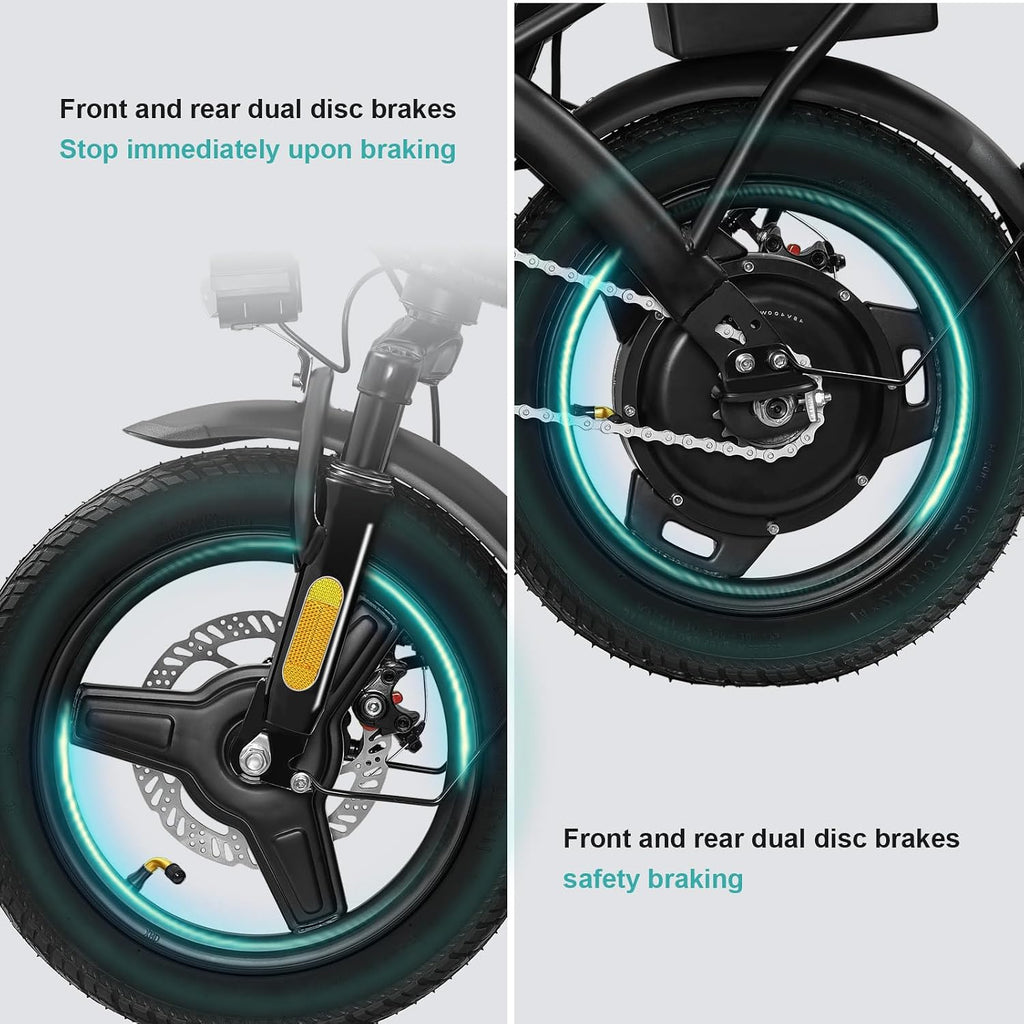 LELEKUAI Electric Bike for Adults and Teens, 520W-560W Motor, 20-24MPH, 32 Miles Range, 48V 10Ah Battery, 3-Level Pedal Assist, 14' Foldable Mini Electric Bicycle, UL 2849 Certified