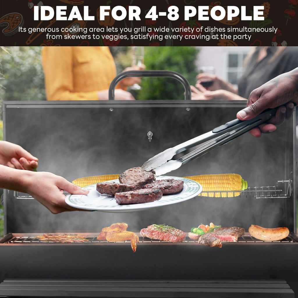 Charcoal Grill Barrel: Charcoal Grill with Rack - Outdoor BBQ Grill for Camping, Picnic, Courtyard, Party (Large)