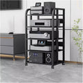 2 3 4 5 Tier Audio Equipment Rack Cabinet for Headphones Monitors Recording Video Game/DVD Shelf Stand Storage Shelf - Record Player Console Cabinet Vintage(5 Tier-H100cm)