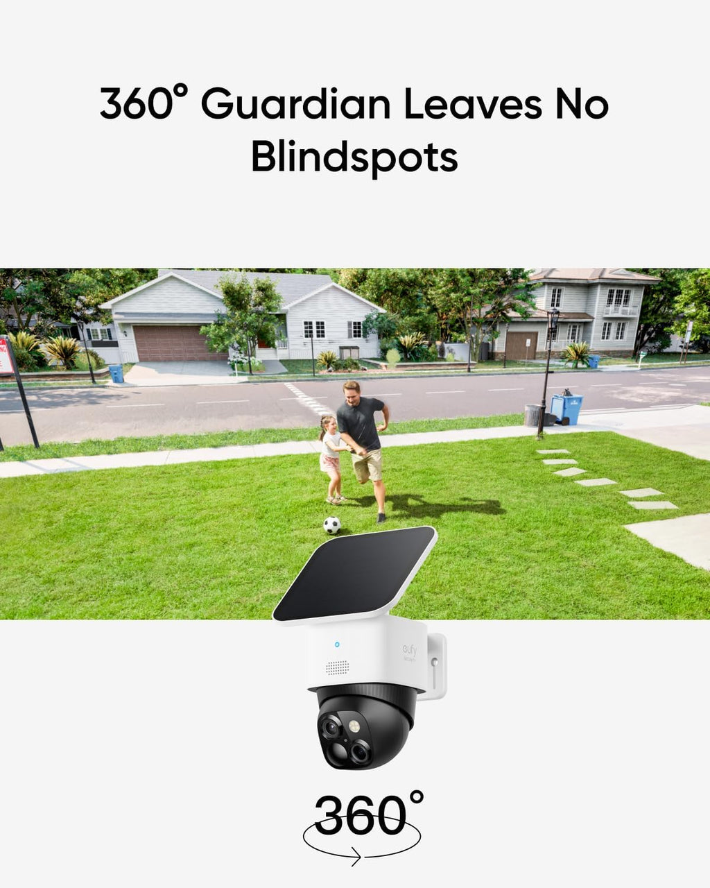 eufy Security 3K Dual Camera, SoloCam S340, Solar Security Cameras Wireless Outdoor, Cameras for Home Security, 360°Coverage, Pan & Tilt, No Blind Spots, No Monthly Fee, Built-in 8GB