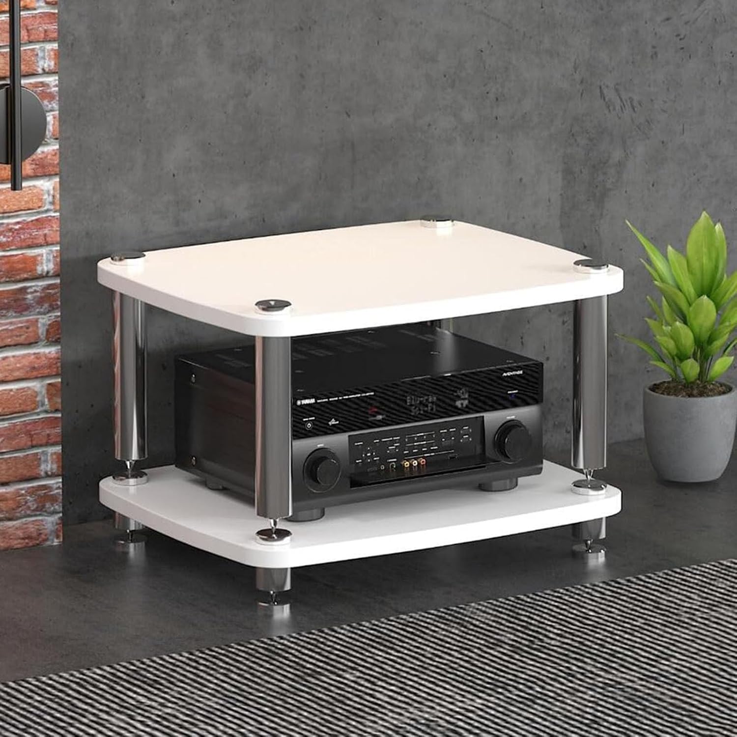 1/2/3/4-layer HiFi Audio Cabinet HiFi Stand Record Player MDF Stand, Audio Rack with Shock-Absorbing Feet Power Amplifier Shelf Equipment Cabinet, D,60 * 48 * 38cm(2Tier)