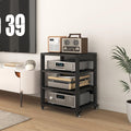 5 Tier Audio Video Media Stand Cabinet - Multifunctional Stereo Rack with Wheels for DVD/CD Players & Amplifiers - Open Storage Shelf for Home Office (50x40x69.5cm)