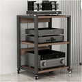 YLLFFLL Home Audio Rack with Wheels 3 4 5 Tier, Floor Standing Removable Stereo Cabinet Media Organizer Equipment Shelf, HiFi Stands with Height-Adjustable Shelf(W 19 7/10IN,3 Shelf)
