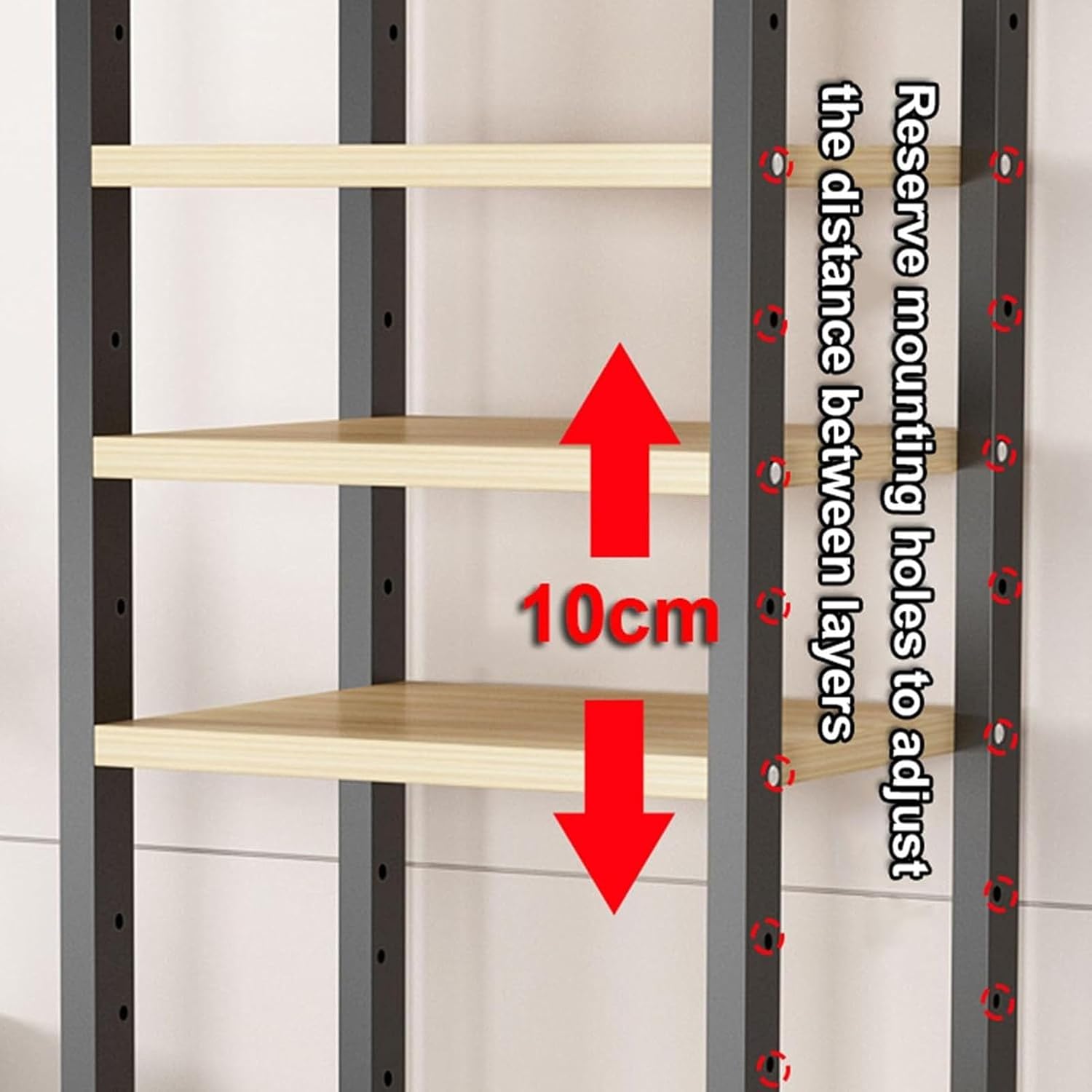 HOFSSI 5 Tier Furniture Media Stand DVD CD Player Stand Audio Rack Power Amplifier Equipment Cabinet Floorstanding Storage Shelves，Height Adjustable (Color : B)